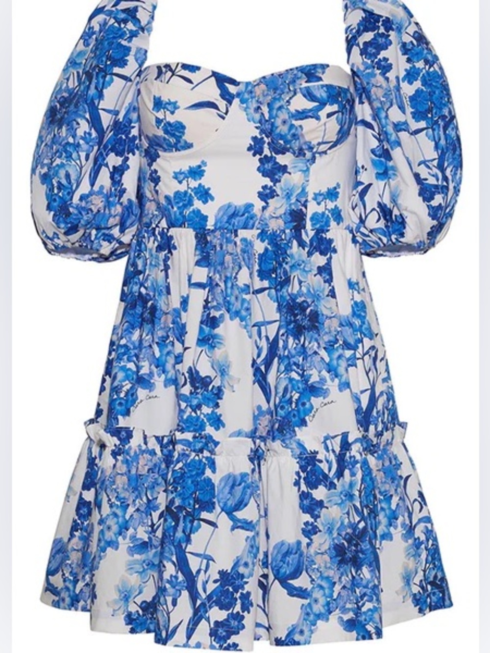 Cara Cara Jessica blue & white floral A line mini dress corset bra size 12